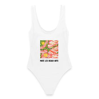 Beaux-Arts peinture au dos Mate les beaux arts - Maillot de bain femme - blanc - Dos - AI Model Female 172 dark (172cm)