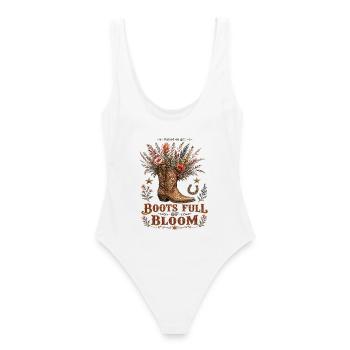 Cowboy Boots Floral Boots Full of Western Blossoms - Women's Swimsuit - white - Back - AI Model Female 172 dark (172cm)