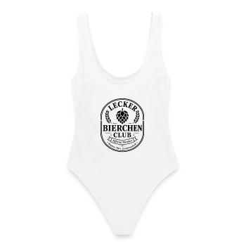  Backprint | Bierliebhaber BIER-BIERCHEN saufen - Frauen Badeanzug - Weiß - Hinten - AI Model Female 172 dark (172cm)