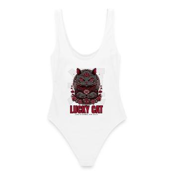 Lucky Cat Maneki Neko Red - Maillot de bain femme - blanc - Dos - AI Model Female 172 dark (172cm)