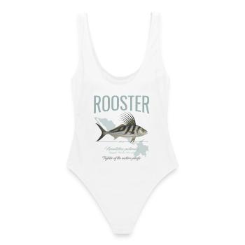Rooster Fisch Inshore Angeln im Pazifik in Amerika - Frauen Badeanzug - Weiß - Hinten - AI Model Female 172 dark (172cm)