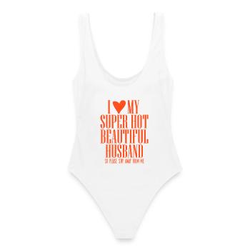 I Love My Super Hot Husband - Women's Swimsuit - white - Back - AI Model Female 172 dark (172cm)