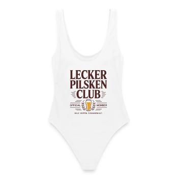 Bier Lecker Pilsken Club Ruhrpott Pils Bierchen - Frauen Badeanzug - Weiß - Hinten - AI Model Female 172 dark (172cm)