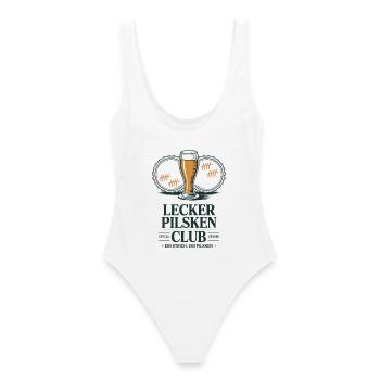 Bier Lecker Pilsken Club Ruhrpott Pils Bierchen - Frauen Badeanzug - Weiß - Hinten - AI Model Female 172 dark (172cm)
