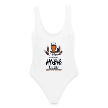 Bier Lecker Pilsken Club Ruhrpott Pils Bierchen - Frauen Badeanzug - Weiß - Hinten - AI Model Female 172 dark (172cm)