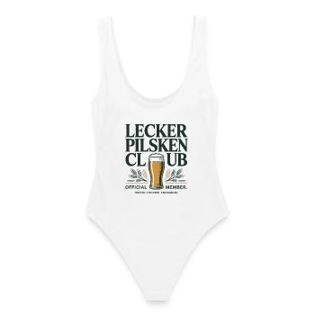 Bier Lecker Pilsken Club Ruhrpott Pils Bierchen - Frauen Badeanzug - Weiß - Hinten - AI Model Female 172 dark (172cm)
