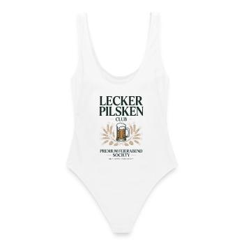 Bier Lecker Pilsken Club Ruhrpott Pils Bierchen - Frauen Badeanzug - Weiß - Hinten - AI Model Female 172 dark (172cm)
