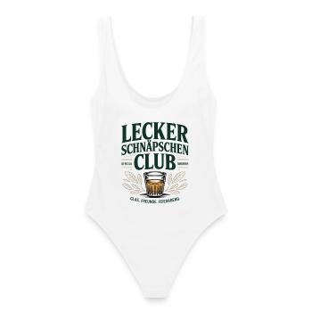 Lecker Schnäpschen Club Kneipe Saufen JGA Schnaps - Frauen Badeanzug - Weiß - Hinten - AI Model Female 172 dark (172cm)
