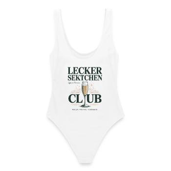 Sekt Lecker Sektchen Club Prosecco JGA Mädelsabend - Frauen Badeanzug - Weiß - Hinten - AI Model Female 172 dark (172cm)