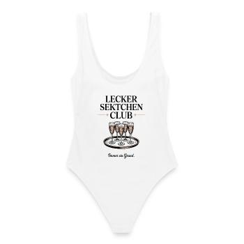 Sekt Lecker Sektchen Club Prosecco JGA Mädelsabend - Frauen Badeanzug - Weiß - Hinten - AI Model Female 172 dark (172cm)