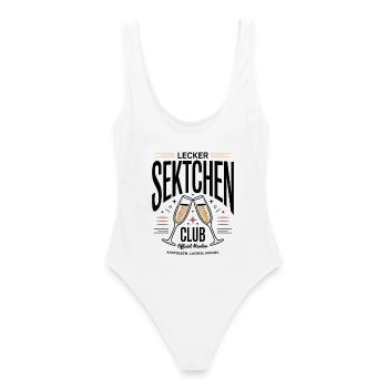 Sekt Lecker Sektchen Club Prosecco JGA Mädelsabend - Frauen Badeanzug - Weiß - Hinten - AI Model Female 172 dark (172cm)