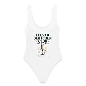 Sekt Lecker Sektchen Club Prosecco JGA Mädelsabend - Frauen Badeanzug - Weiß - Hinten - AI Model Female 172 dark (172cm)