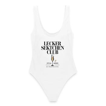 Sekt Lecker Sektchen Club Prosecco JGA Mädelsabend - Frauen Badeanzug - Weiß - Hinten - AI Model Female 172 dark (172cm)