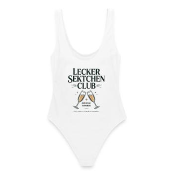 Sekt Lecker Sektchen Club Prosecco JGA Mädelsabend - Frauen Badeanzug - Weiß - Hinten - AI Model Female 172 dark (172cm)