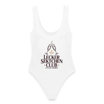 Sekt Lecker Sektchen Club Prosecco JGA Mädelsabend - Frauen Badeanzug - Weiß - Hinten - AI Model Female 172 dark (172cm)