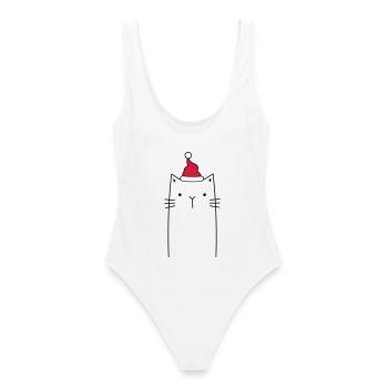 Chat Nikolaus Noël bonnet idée cadeau - Maillot de bain femme - blanc - Dos - AI Model Female 172 dark (172cm)
