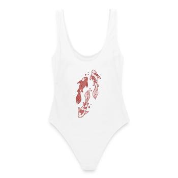 Poisson Koi - Maillot de bain femme - blanc - Dos - AI Model Female 172 dark (172cm)