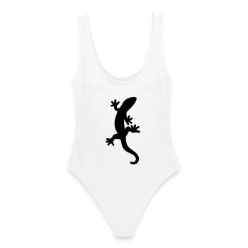 Cadeau nature gecko lézard salamandre - Maillot de bain femme - blanc - Dos - AI Model Female 172 dark (172cm)