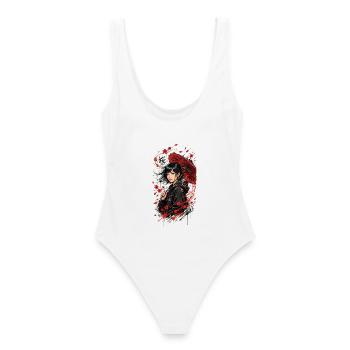 Univers Japonais - Femme Japonaise - Maillot de bain femme - blanc - Dos - AI Model Female 172 dark (172cm)