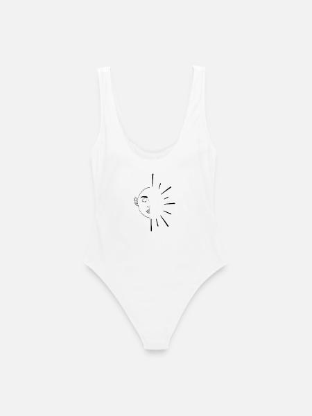 Liniensonne Gesichts-Sonnenburst - Frauen Badeanzug - Weiß