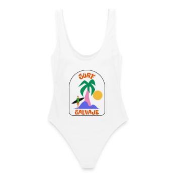 Surf Salvaje Palm Sonnenuntergang - Frauen Badeanzug - Weiß - Hinten - AI Model Female 172 dark (172cm)