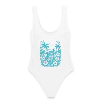 Silhouette de la Lagune Tropicale de la Plage - Maillot de bain femme - blanc - Dos - AI Model Female 172 dark (172cm)