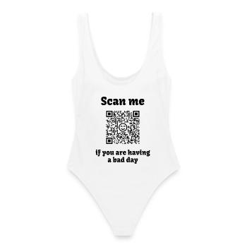 QR-Code mit liebevoller Botschaft - Frauen Badeanzug - Weiß - Hinten - AI Model Female 172 dark (172cm)