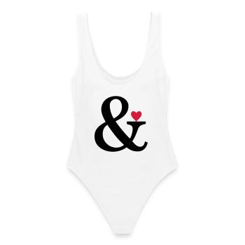 Ampersand Herz - Liebe Geschenk Zeichen der Liebe - Frauen Badeanzug - Weiß - Hinten - AI Model Female 172 dark (172cm)