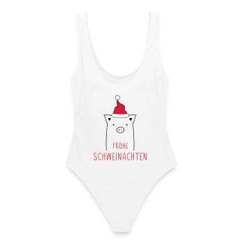 Joyeux Noël je Schweinachten truie de cochon - Maillot de bain femme - blanc - Dos - AI Model Female 172 dark (172cm)
