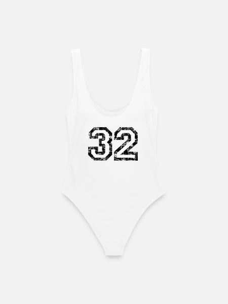 Zahl 32 (Vintage Weiß) 32. Geburtstag Nr. 32 - Frauen Badeanzug - Weiß
