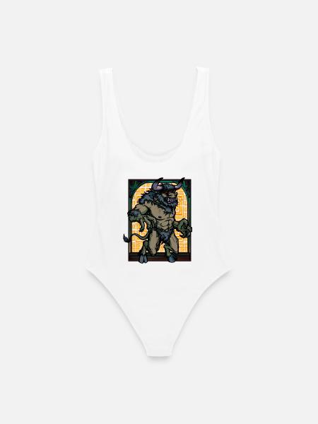 Retro Style Glass Horned Beast - Women's Swimsuit - white