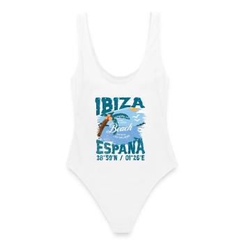 Design Vintage Plage Ibiza Espagne - Maillot de bain femme - blanc - Dos - AI Model Female 172 dark (172cm)