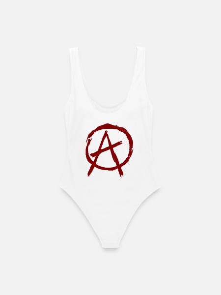 Anarchie Symbol im Kreis - dunkelrot - Frauen Badeanzug - Weiß