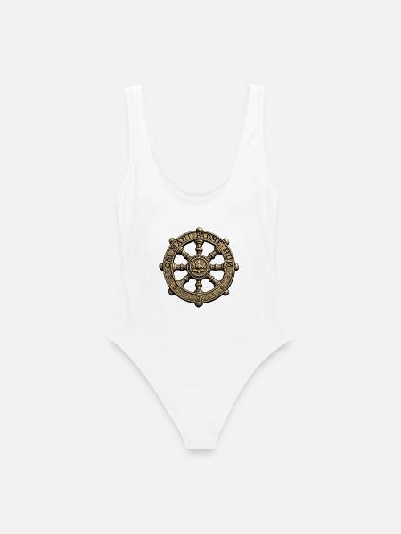 Lotus Dharma Wheel Om Mani Padme Hum - Frauen Badeanzug - Weiß