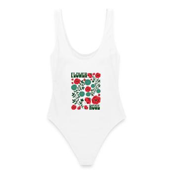 Rose fleurie - Maillot de bain femme - blanc - Dos - AI Model Female 172 dark (172cm)