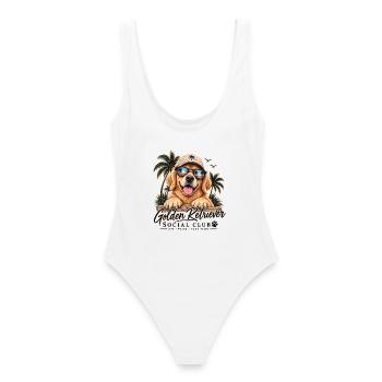Golden Retriever Strand Club - Frauen Badeanzug - Weiß - Hinten - AI Model Female 172 dark (172cm)