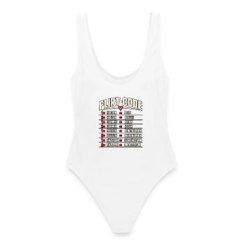 Flirt-Code – Lustiges Dating Design - Frauen Badeanzug - Weiß - Hinten - AI Model Female 172 dark (172cm)