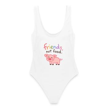 Friends Not Food Cute Pig - Frauen Badeanzug - Weiß - Hinten - AI Model Female 172 dark (172cm)