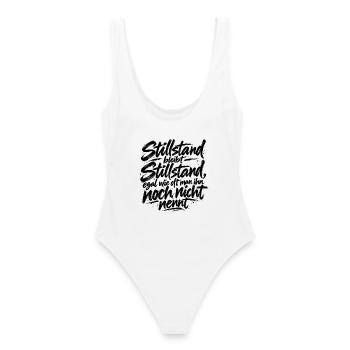 Stillstand bleibt Stillstand - Frauen Badeanzug - Weiß - Hinten - AI Model Female 172 dark (172cm)