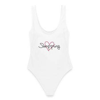 shopping heart i love shopping gift - Women's Swimsuit - white - Back - AI Model Female 172 dark (172cm)