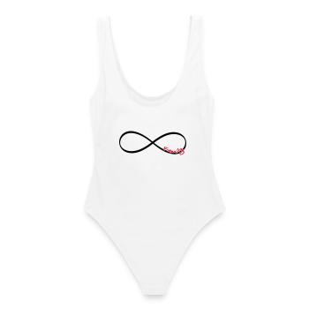 Signe infini famille cadeau amour - Maillot de bain femme - blanc - Dos - AI Model Female 172 dark (172cm)