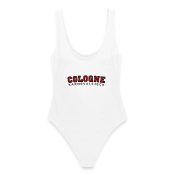 Cologne Karnevalsjeck (Rot) Köln Kölsch Karneval - Frauen Badeanzug - Weiß - Hinten - AI Model Female 172 dark (172cm)