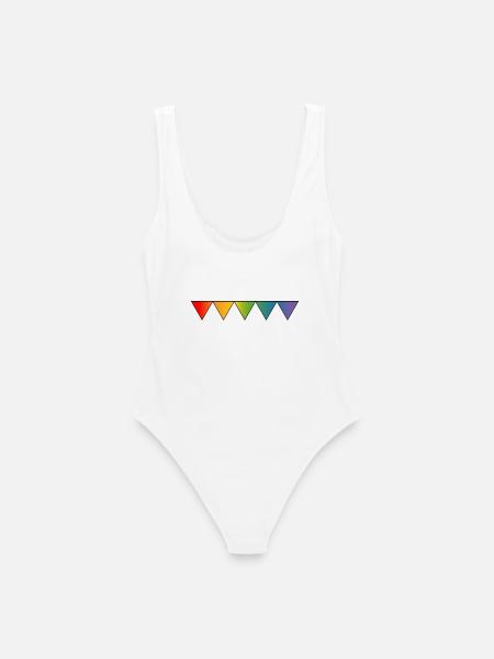 Regenbogen queer triangles - Frauen Badeanzug - Weiß