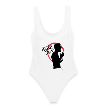 Homme qui crie demi-coeur - Maillot de bain femme - blanc - Dos - AI Model Female 172 dark (172cm)