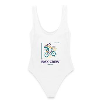 T-shirt ras du cou BMX | Conception de la division des rues - Maillot de bain femme - blanc - Dos - AI Model Female 172 dark (172cm)