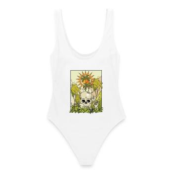 Crâne volcanique avec couronne de soleil - Maillot de bain femme - blanc - Dos - AI Model Female 172 dark (172cm)