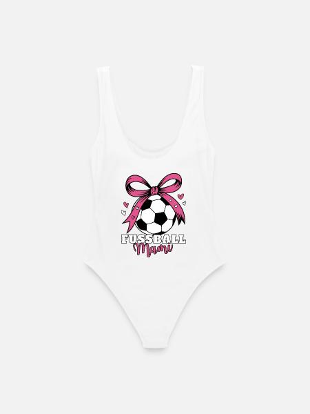 Fußball Mami Pink Schleife - Frauen Badeanzug - Weiß