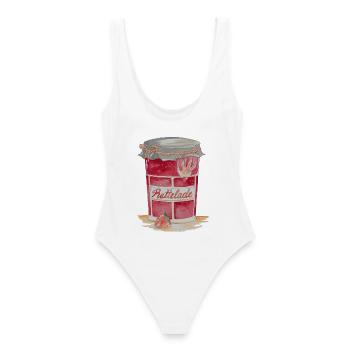 Ratfoodz' Rattelade (Backprint) by RatzDesign - Frauen Badeanzug - Weiß - Hinten - AI Model Female 172 dark (172cm)