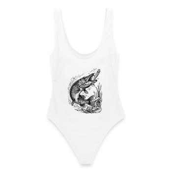 Pike on a softbait | Classic Collection - Women's Swimsuit - white - Back - AI Model Female 172 dark (172cm)