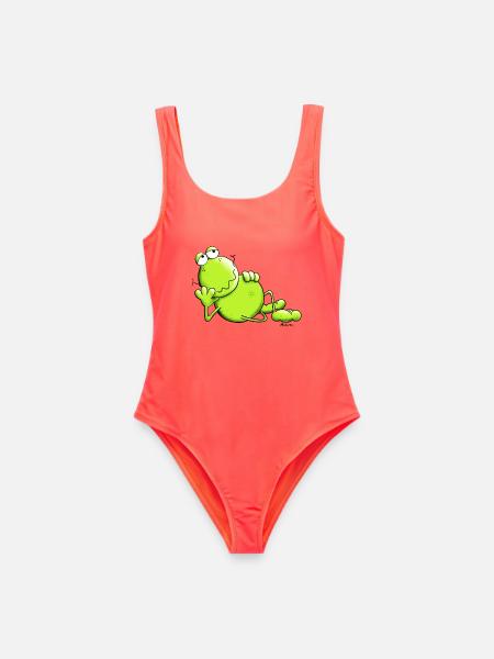 Verträumter Frosch - Frauen Badeanzug - Korallenrot